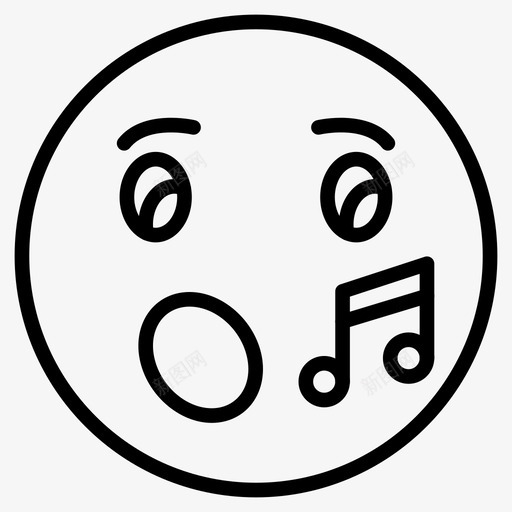 表情符号脸唱歌图标svg_新图网 https://ixintu.com 唱歌 笑脸 笑脸和表情线第一卷 脸 表情符号