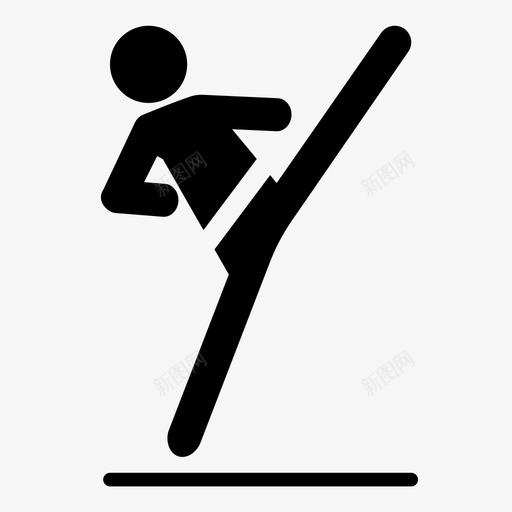 空手道高踢图标svg_新图网 https://ixintu.com 查克诺里斯 空手道 踢 运动 高