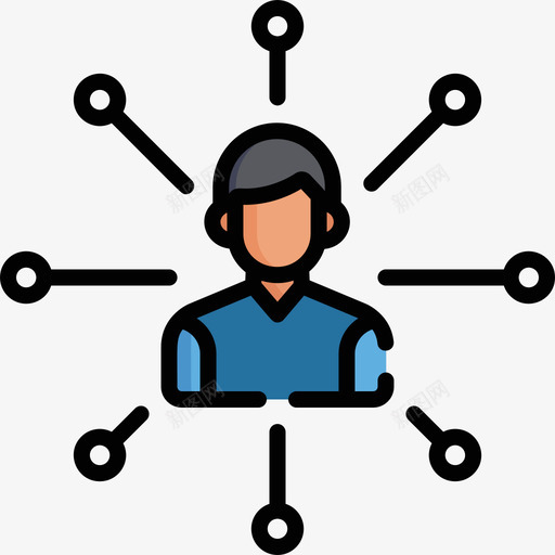 用户云计算20线颜色图标svg_新图网 https://ixintu.com 云计算20 用户 线颜色