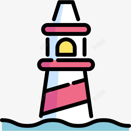灯塔海洋生物15线性颜色图标svg_新图网 https://ixintu.com 海洋生物15 灯塔 线性颜色