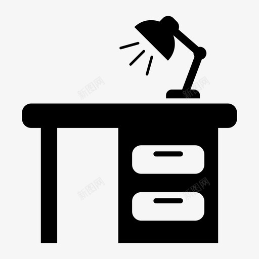 书桌家具灯图标svg_新图网 https://ixintu.com 书桌 办公室 家具 教育铭文集1 桌子 灯