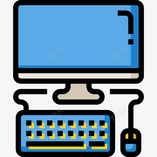 电脑教育填充图标线颜色svg_新图网 https://ixintu.com 教育填充图标 电脑 线颜色