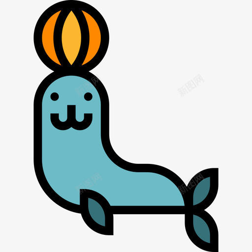 海豹马戏团和游乐园线性颜色图标svg_新图网 https://ixintu.com 海豹 线性颜色 马戏团和游乐园