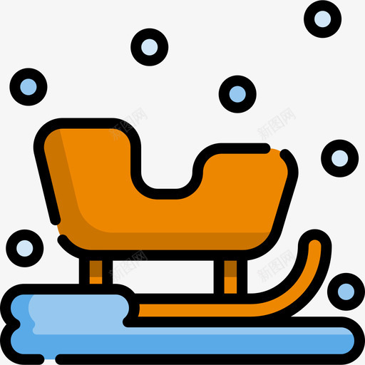 雪橇冬季自然11线性颜色图标svg_新图网 https://ixintu.com 冬季自然11 线性颜色 雪橇