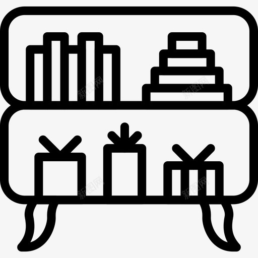 书架家具和家居用品8线性图标svg_新图网 https://ixintu.com 书架 家具和家居用品8 线性