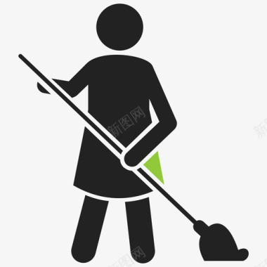 扫帚清洁工清洁清洁地板图标图标