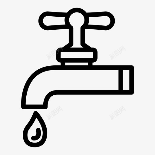 水龙头滴水漏水图标svg_新图网 https://ixintu.com 冲洗 外流 水龙头 滴水 漏水
