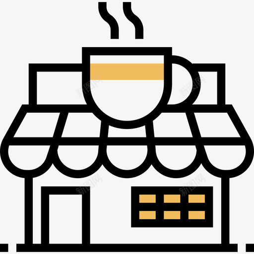 咖啡店城市元素30黄色阴影图标svg_新图网 https://ixintu.com 咖啡店 城市元素30 黄色阴影