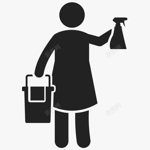 家庭清洁保洁员清扫图标svg_新图网 https://ixintu.com 保洁员 家庭清洁 家政服务 清扫