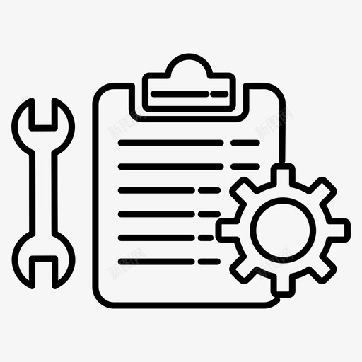 设置剪贴板文档图标svg_新图网 https://ixintu.com 剪贴板 扳手 文档 设置 齿轮