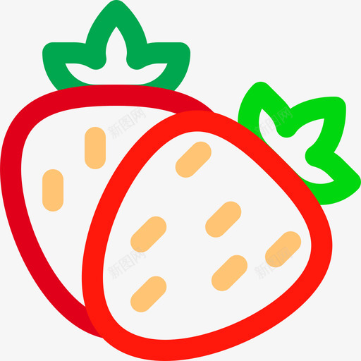 草莓自然48线形颜色图标svg_新图网 https://ixintu.com 线形颜色 自然48 草莓