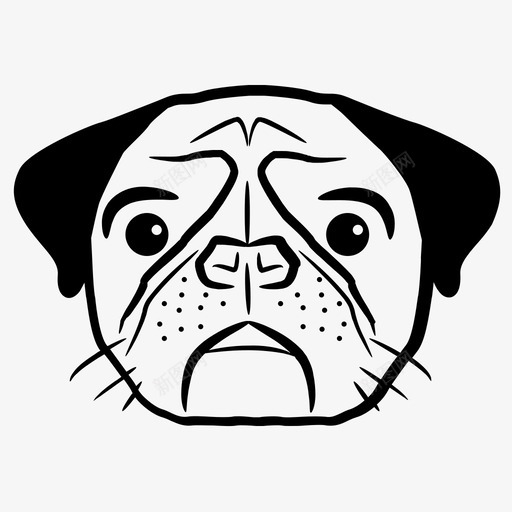 哈巴狗可爱狗图标svg_新图网 https://ixintu.com 可爱 哈巴狗 哈巴狗脸 宠物 悲伤 狗