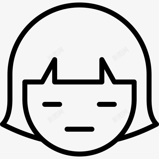 无表情表情脸图标svg_新图网 https://ixintu.com 女孩 无表情 脸 表情 轮廓表情