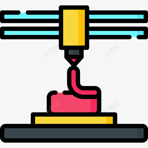 3d打印机3d打印18线性彩色图标svg_新图网 https://ixintu.com 3d打印18 3d打印机 线性彩色