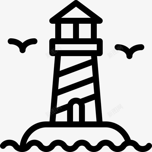 灯塔海洋生物23线性图标svg_新图网 https://ixintu.com 海洋生物23 灯塔 线性