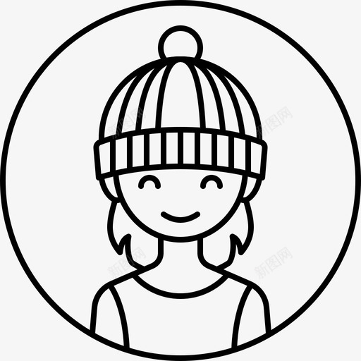 女孩头像帽子图标svg_新图网 https://ixintu.com 侧面 圈头像 头像 女人 女孩 帽子
