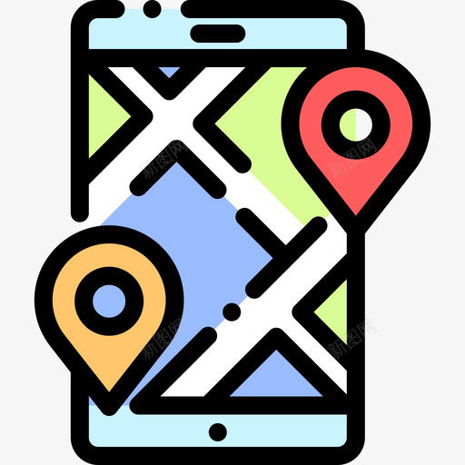 路线导航和地图7线性颜色图标svg_新图网 https://ixintu.com 导航和地图7 线性颜色 路线