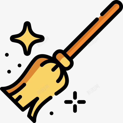 扫帚魔法13线性颜色图标svg_新图网 https://ixintu.com 扫帚 线性颜色 魔法13