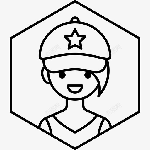 女孩化身帽子图标svg_新图网 https://ixintu.com 侧面 六边形化身 化身 女人 女孩 帽子