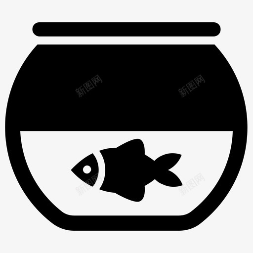 鱼缸玻璃碗宠物鱼图标svg_新图网 https://ixintu.com 宠物用品固体图标 宠物鱼 小水族馆 活鱼 玻璃碗 鱼缸