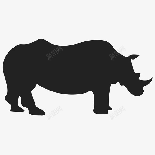 犀牛非洲动物图标svg_新图网 https://ixintu.com 剪影 动物 犀牛 野兽 野生 非洲