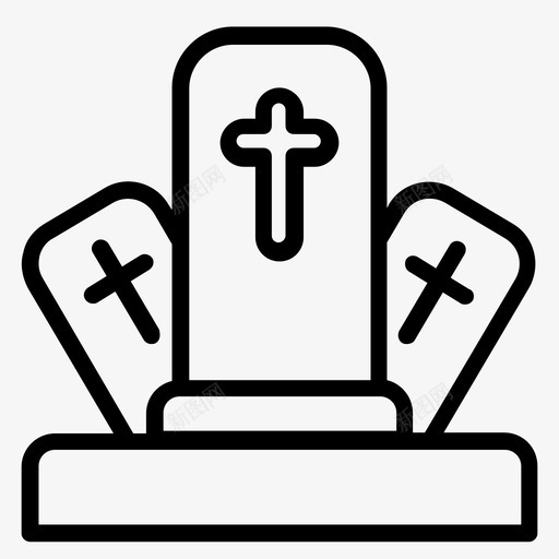 墓地坟墓恐怖的地方图标svg_新图网 https://ixintu.com 万圣节轮廓 坟墓 墓地 恐怖的地方