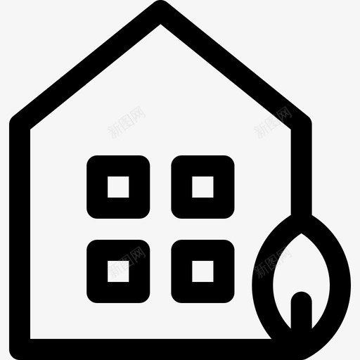 生态住宅生态50线性图标svg_新图网 https://ixintu.com 生态50 生态住宅 线性