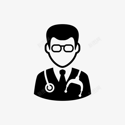 医务人员化身医生图标svg_新图网 https://ixintu.com 化身 医务人员 医务人员第1部分 医生 听诊器