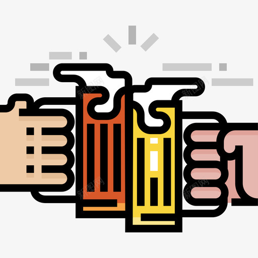 干杯14号啤酒节线性颜色图标svg_新图网 https://ixintu.com 14号啤酒节 干杯 线性颜色