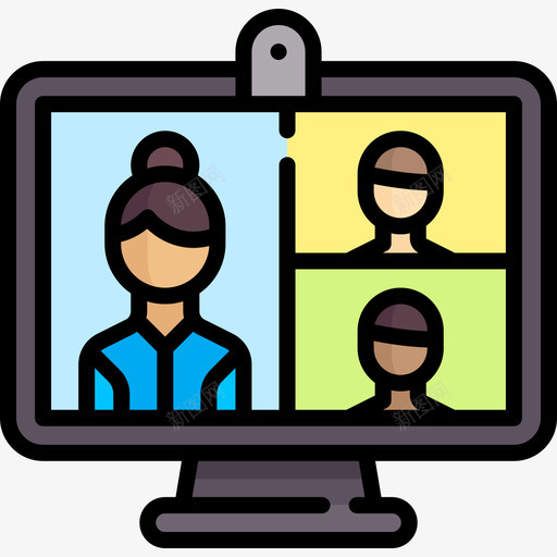 视频通话人力资源13线性颜色图标svg_新图网 https://ixintu.com 人力资源13 线性颜色 视频通话