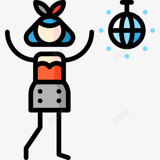 女孩派对和庆祝9线性颜色图标svg_新图网 https://ixintu.com 女孩 派对和庆祝9 线性颜色