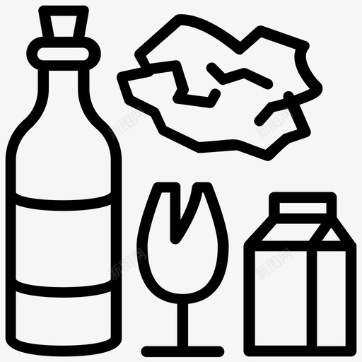 玻璃废料垃圾垃圾分类线图标svg_新图网 https://ixintu.com 垃圾 垃圾分类线图标 玻璃废料