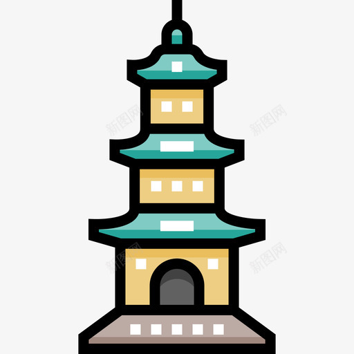 建筑物地标18线性颜色图标svg_新图网 https://ixintu.com 地标18 建筑物 线性颜色