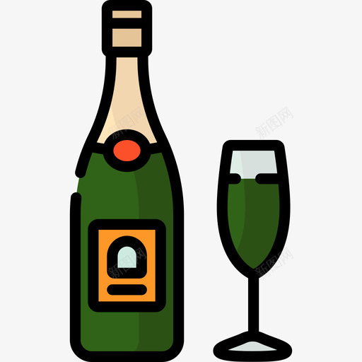 香槟鸡尾酒5线性颜色图标svg_新图网 https://ixintu.com 线性颜色 香槟 鸡尾酒5