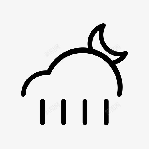 阴雨月亮天空图标svg_新图网 https://ixintu.com 天气 天气线 天空 月亮 阴雨 阴雨天气