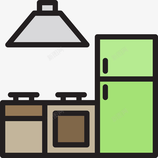 厨房家具和家居9线性颜色图标svg_新图网 https://ixintu.com 厨房 家具和家居9 线性颜色