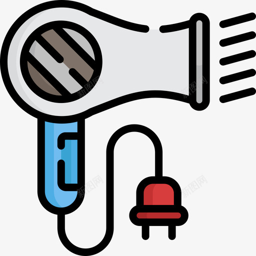 吹风机理发店线性颜色图标svg_新图网 https://ixintu.com 吹风机 理发店 线性颜色
