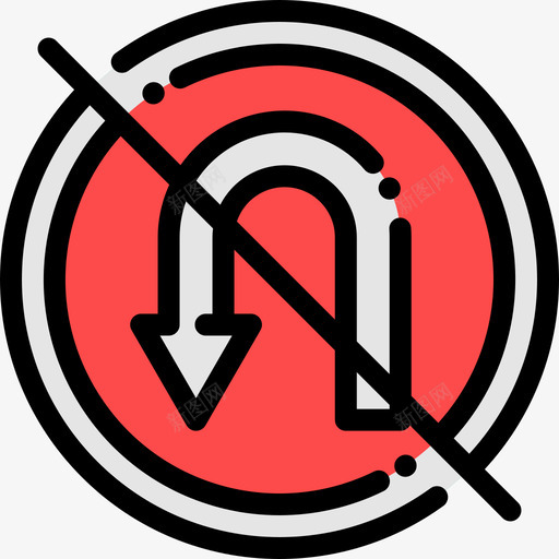 禁止转弯信号投射线性颜色图标svg_新图网 https://ixintu.com 信号投射 禁止转弯 线性颜色