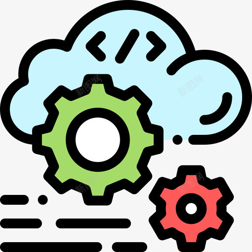 云计算web开发19线性颜色图标svg_新图网 https://ixintu.com web开发19 云计算 线性颜色