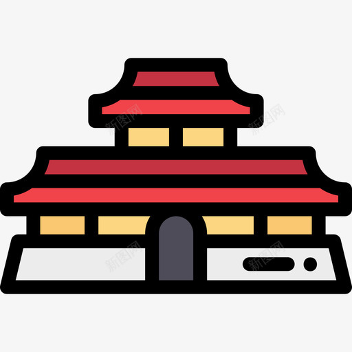 庙宇中国10线颜色图标svg_新图网 https://ixintu.com 中国10 庙宇 线颜色