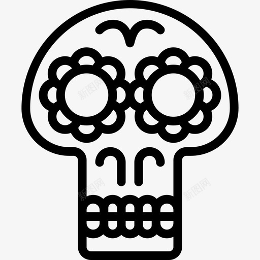 头骨死亡日5直线型图标svg_新图网 https://ixintu.com 头骨 死亡日5 直线型