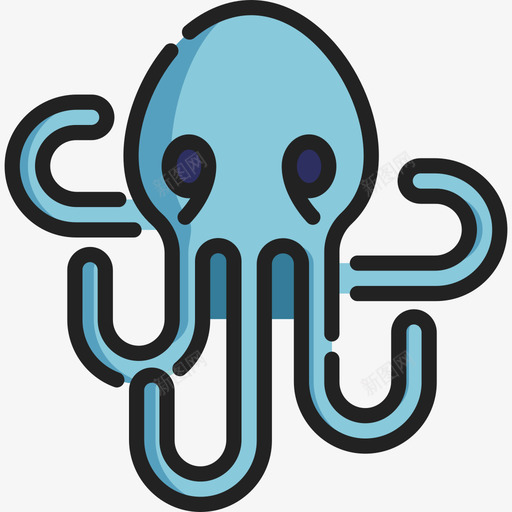 章鱼海洋生物15线形颜色图标svg_新图网 https://ixintu.com 海洋生物15 章鱼 线形颜色