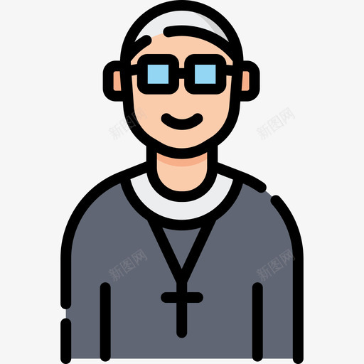 牧师95号婚礼直线颜色图标svg_新图网 https://ixintu.com 95号婚礼 牧师 直线颜色
