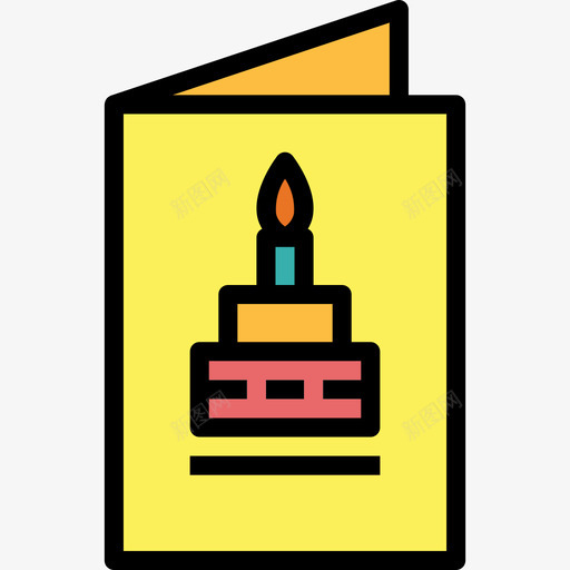 生日卡18岁生日派对线性颜色图标svg_新图网 https://ixintu.com 18岁生日派对 生日卡 线性颜色