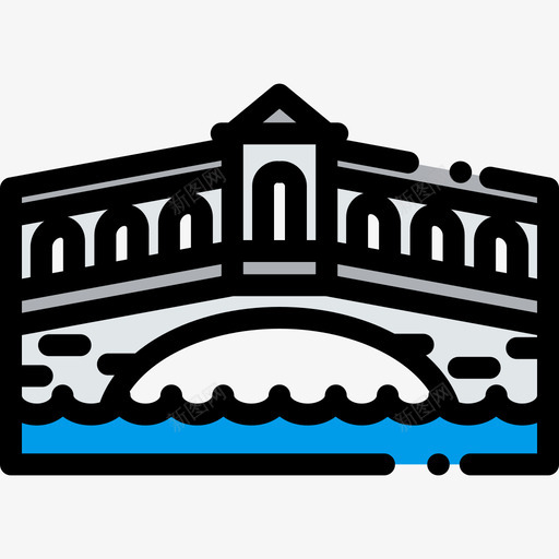 里亚尔托桥标志性建筑10座线条色彩图标svg_新图网 https://ixintu.com 标志性建筑10座 线条色彩 里亚尔托桥