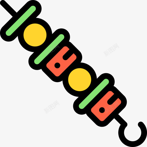 烤肉串烤肉19线性颜色图标svg_新图网 https://ixintu.com 烤肉19 烤肉串 线性颜色