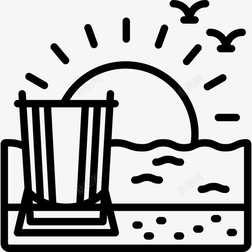 日落夏季13直线图标svg_新图网 https://ixintu.com 夏季13 日落 直线