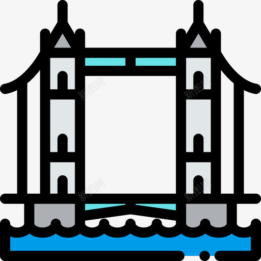 塔桥地标古迹10座线条色彩图标svg_新图网 https://ixintu.com 地标古迹10座 塔桥 线条色彩