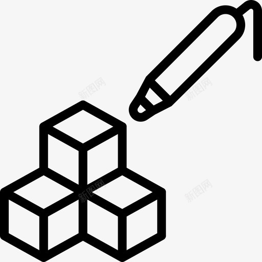 3d打印3d打印5线性图标svg_新图网 https://ixintu.com 3d打印 3d打印5 线性