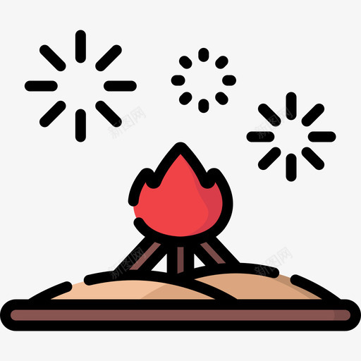 篝火夏季派对11线性颜色图标svg_新图网 https://ixintu.com 夏季派对11 篝火 线性颜色